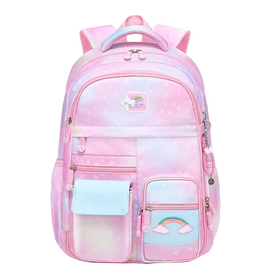 Girls Backpack, School Backpacks 16 * 11.5 * 6.7in for Girls, Cute Book Bag with Compartments for Girl Kid Students Elementary School, Pink