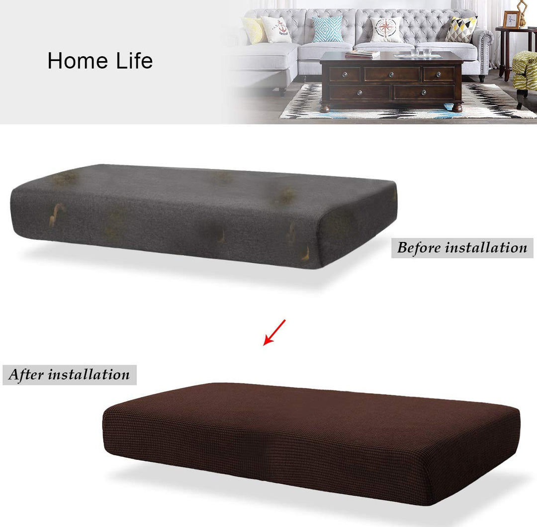 High Stretch Sofa Cushion Cover Couch Cushion Slipcover, 1-Piece Jacquard Sofa Cushion Slipcover for Sofa, Durable Furniture Cover Couch Seat Cover for 3 Cushion Couch (Large, Chocolate)