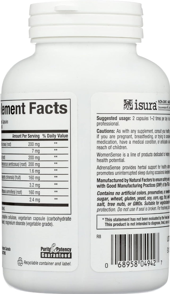 WomenSense AdrenaSense , AdrenaSense, Herbal Supplement for Adrenal Support and Stress Relief, Vegan, Non-GMO, 120 Capsules