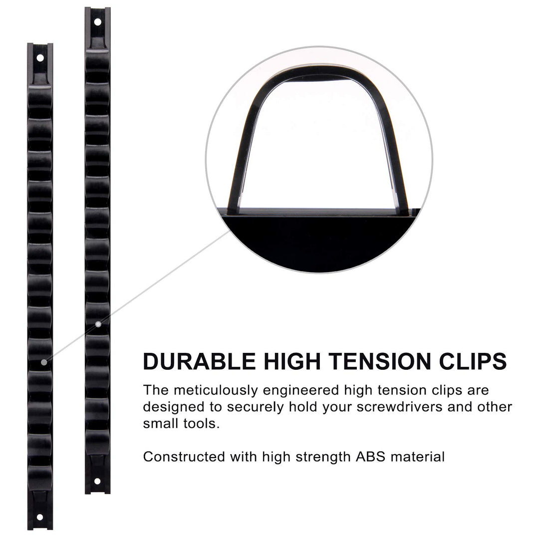 4 pcs Screwdriver Organizer and Wrench Organizer, Hand Tool Holder, Plastic Rail Wrench Hanger with Clips