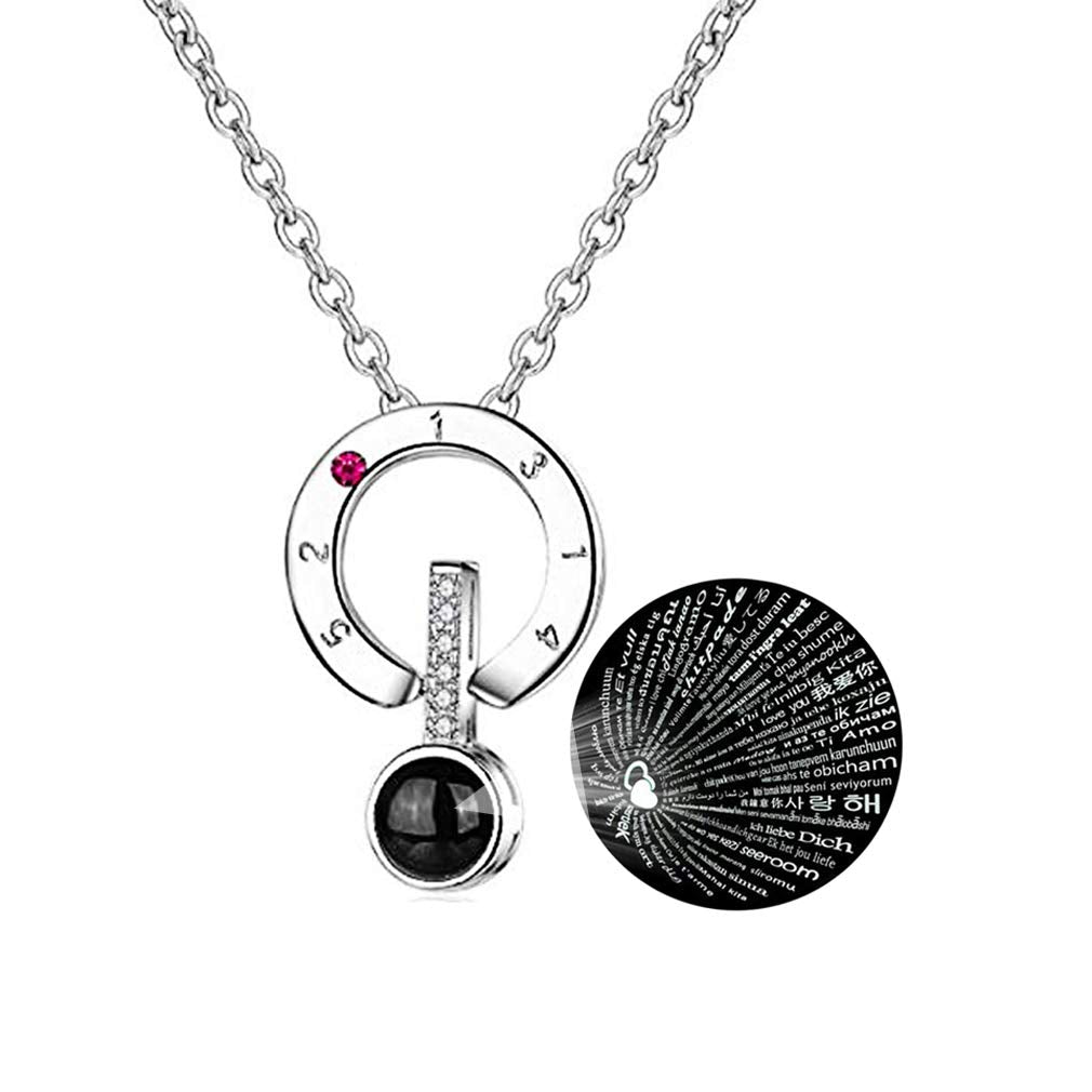 I Love You Necklace for friend Her Mom in 100 Languages Silver with Box Projection Memory Pendant Necklace in Different Ways to Say I Love U Birthday Gift for Women