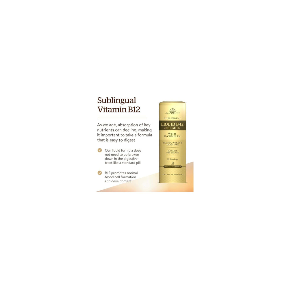 Solgar Sublingual Liquid B-12 2000 mcg with B-Complex, 
