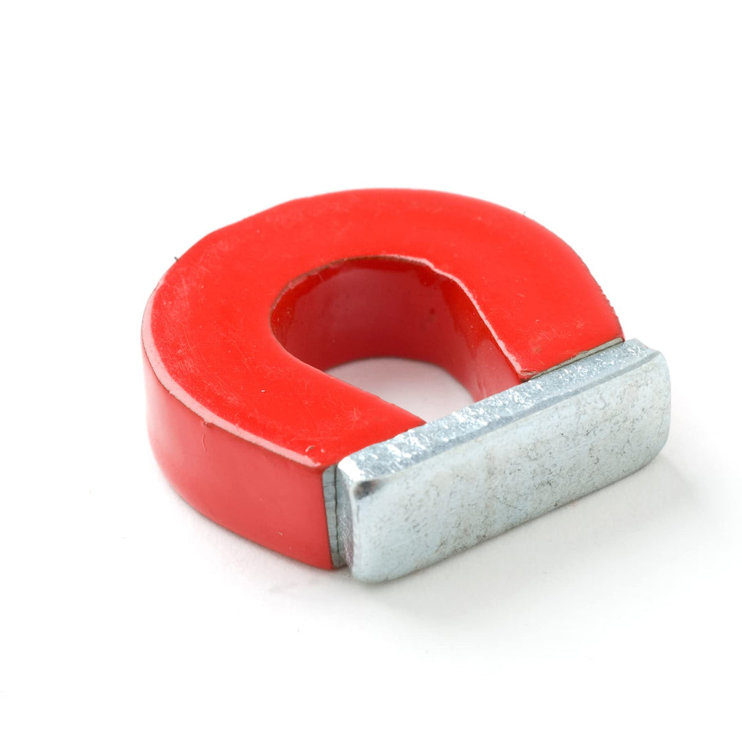 Alnico Horseshoe Magnet (One 1 Inch High Red Small Magnet) and One Keeper. Item 731014. Science Magnets for Kids (Ages 8+). Kids Magnets/Kid Magnets/Magnet for Kids/Classroom Magnets