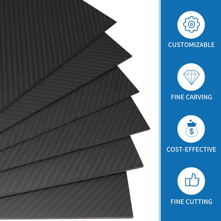 Carbon Fiber Sheet 200x300x2mm Available in 1mm 2mm 3mm Thickness– Durable Carbon Sheet with Twill Weave &amp; Matte Finish – 3K Carbon Fiber Plate Panel Board – Waterproof &amp; UV Resistant