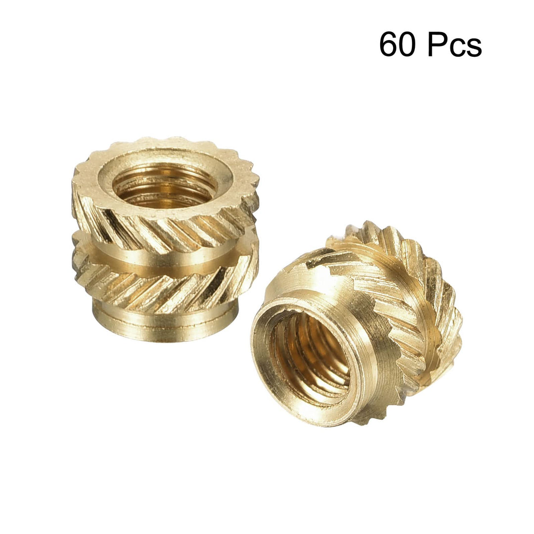 knurled Insert Nuts, 60Pcs M3 x 4mm L x 5mm OD 3D Printing Brass Nuts Female Threaded Inserts Brass Heat Set Insert Embedment Nut