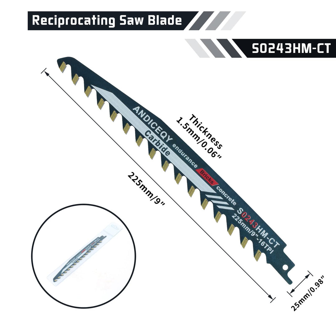 9-Inch Reciprocating Saw Blade-Demolition Masonry Wood 
