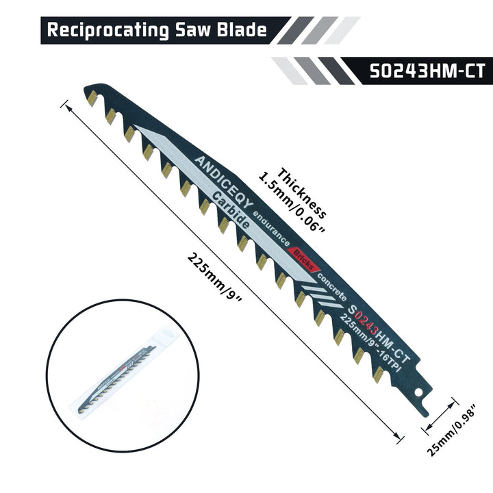 9-Inch Reciprocating Saw Blade-Demolition Masonry Wood 