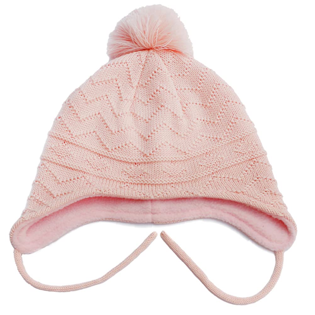 Toddler Winter Hat with Mittens Set - Baby Kids Warm Fleece Knit Beanie Hat &amp; Thick Gloves Skiing Cap for Girls(Pink, S/1-3 Years)