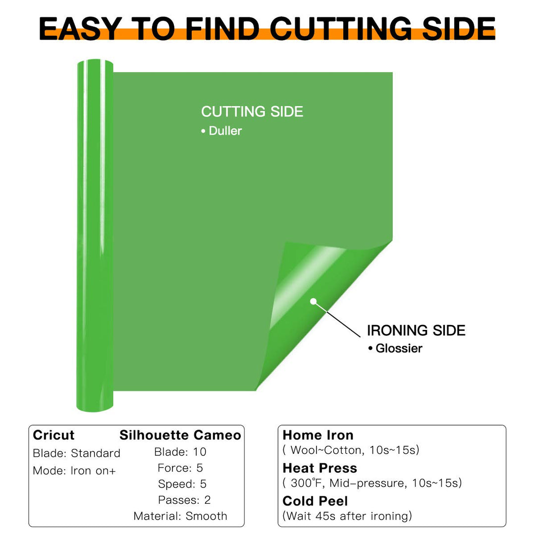 HTVRONT HTV Vinyl Rolls Heat Transfer Vinyl - 12 x 8ft Apple Green HTV Vinyl for Shirts, Iron on Vinyl for All Cutter Machine - Easy to Cut & Weed for Heat Vinyl Design (Apple Green)
