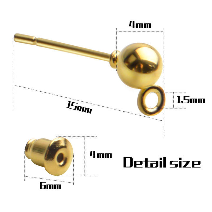 Earring Posts and Backs,100pcs Stud Earrings Posts Comp