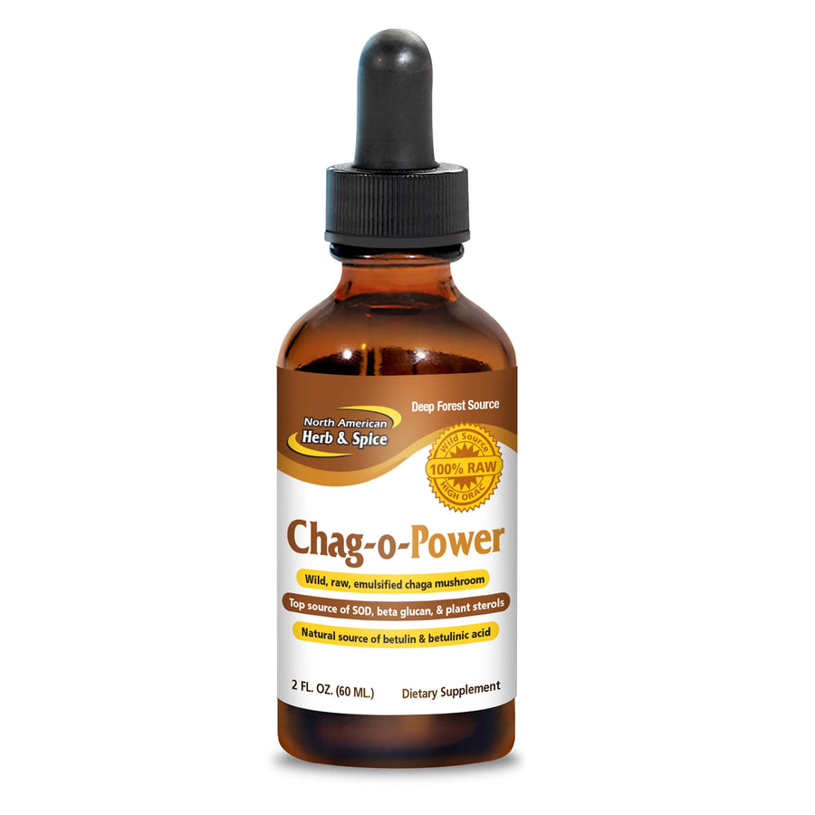 Chag-o-Power - 2 fl oz - Wild, Raw, Emulsified Chaga Mushroom - Heart Healthy - Natural Source of Betulin, Betulinic Acid, Sterols & SOD - 88 Servings
