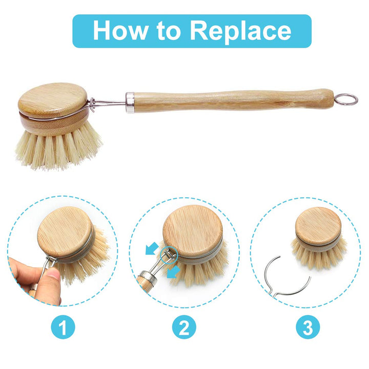 Bamboo Kitchen Cleaning Brush Dish Cleaning Brush Long Handle Pan Pot Brush Dish Bowl Washing Cleaning Brush (5)