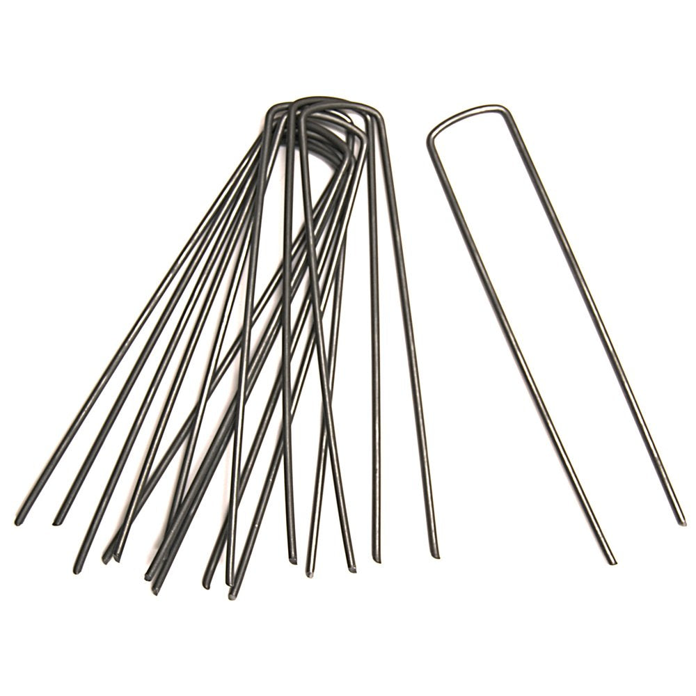 Fabric &amp; Garden Staples Commercial Grade Attaches Landscape Fabric and Turf to Soil (6 inches x 1 inch) 11 Gauge Garden Staple, 100 Staples