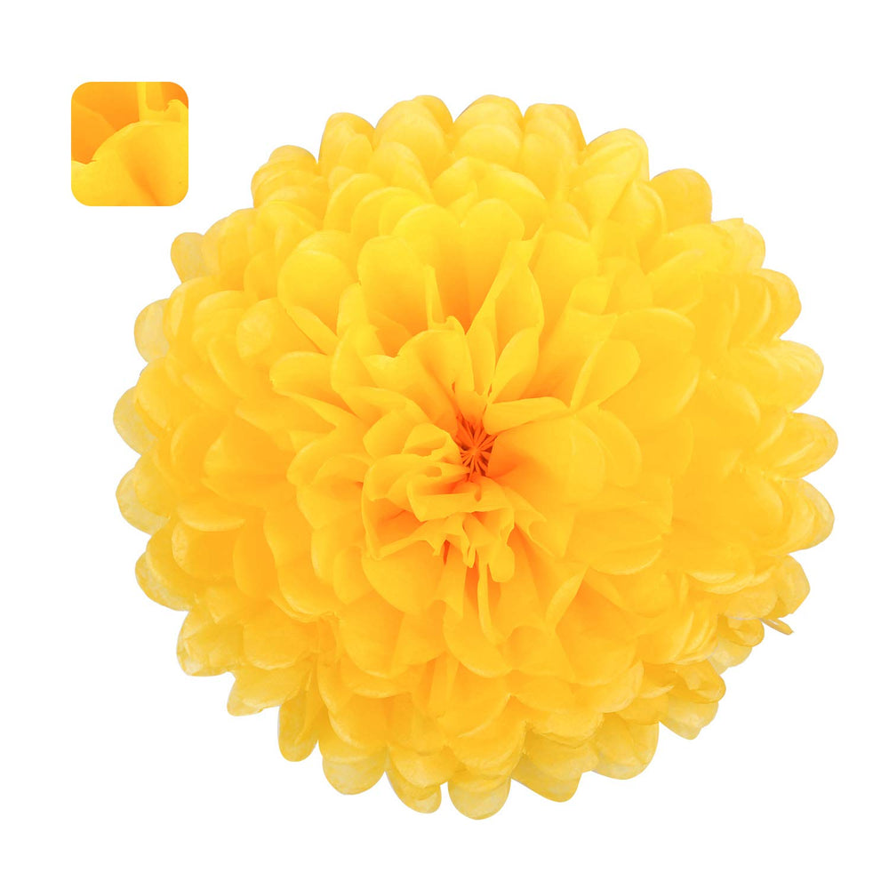 10 Yellow Tissue Pom Poms DIY Tissue Paper Flowers for Birthday Wedding Baby Shower Tea Party Dessert Table Decoration, Pack of 18