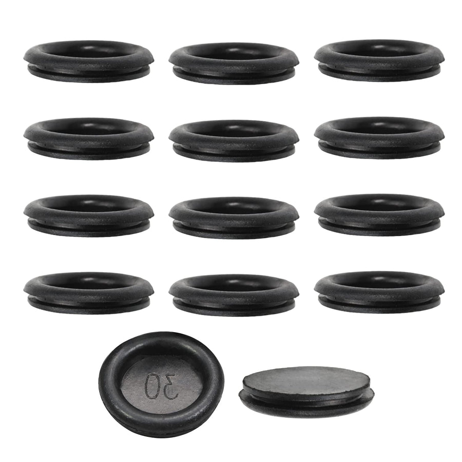 30Pcs Rubber Grommets, 30mm/1.18 Mounting Dia Flexible Wire Protector Hole Plugs, Rubber Grommet Kit Rubber Plugs for Holes, Firewall Plug Grommet, Wiring Cable, Single Sided Coil/Black