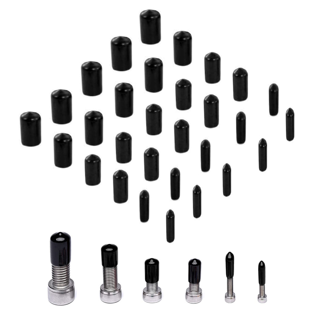 300 Pieces Screw Cap Rubber End Cap Bolt Screw Covers Caps Thread Protector Safety Cover, Black Pipe Post Bolt Screw Rubber Vinyl End Cap in 6 Sizes Form Inner Diameter 0.08 to 0.35 Inch
