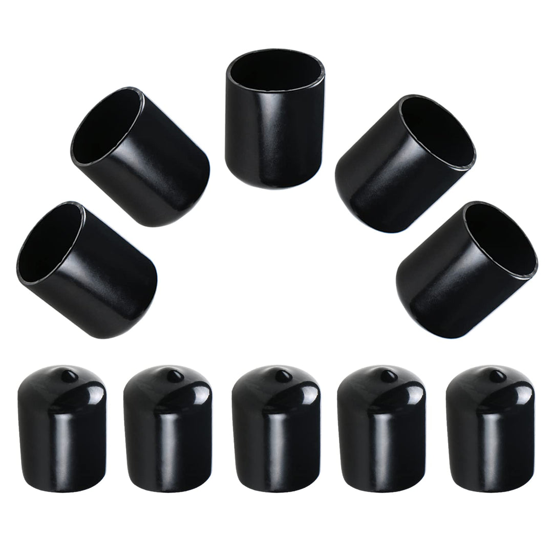 Bolt Caps Screw Thread Protectors Rubber Round End Cap Cover 0.83 Inch (21mm) PVC Flexible Tubing Pipe Protective Bolt Safety Cover | for Pipe Post Tubing Rod Cover 10 Pcs (Black)