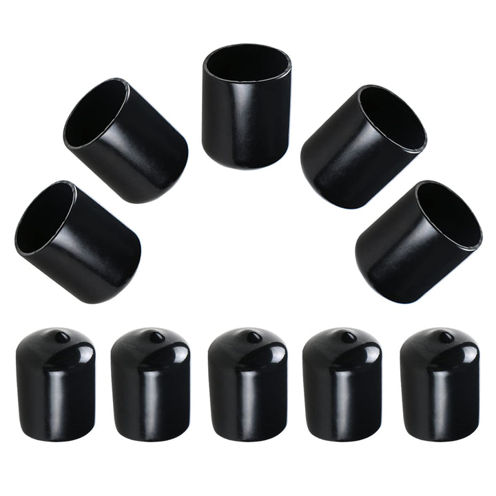 Bolt Caps Screw Thread Protectors Rubber Round End Cap Cover 0.83 Inch (21mm) PVC Flexible Tubing Pipe Protective Bolt Safety Cover | for Pipe Post Tubing Rod Cover 10 Pcs (Black)