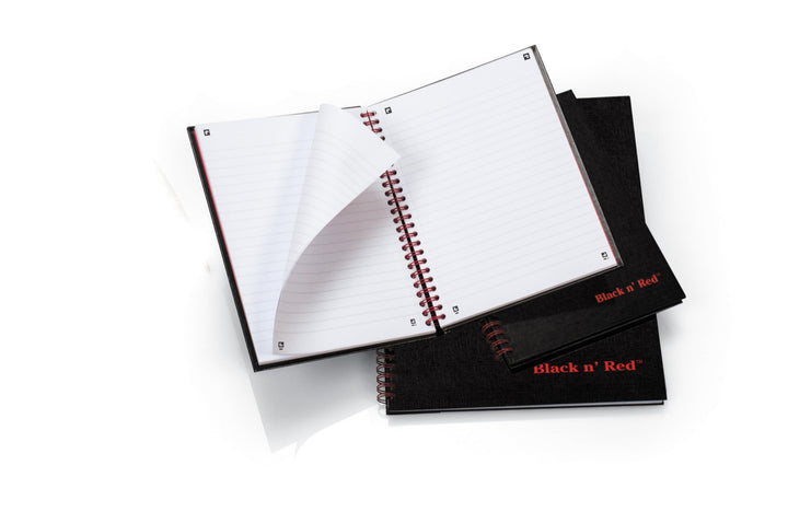 Black n&#39; Red Twin Wire Hardcover Notebook, 8-1/4 x 5-7/8, Black/Red, 70 Ruled Sheets (L67000)