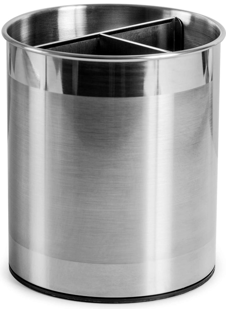 Rotating Extra Large Stainless Steel Utensil Holder Caddy with Sturdy No-Tip Weighted Base, Removable Divider, and Gripped Insert Bottom -Dishwasher Safe Metal Cooking Utensil Holder…