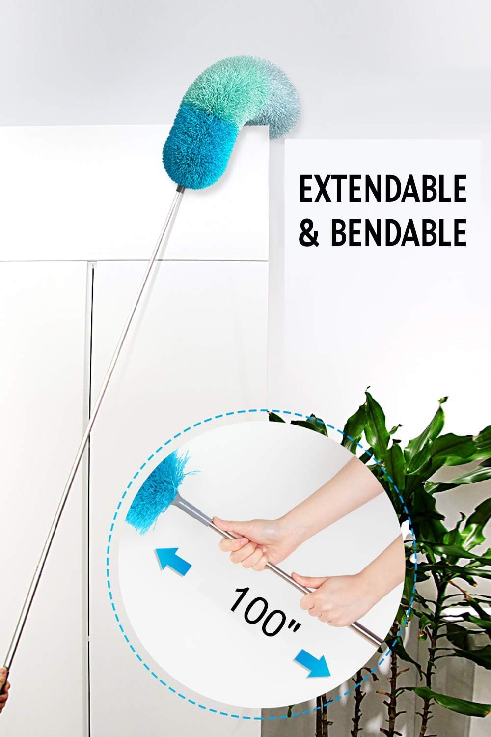 BOOMJOY Microfiber Telescoping Duster, 100 Extendable, 