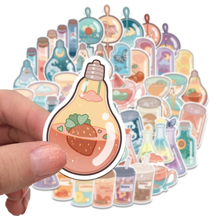 Kawaii Cartoon Beverage Stickers for Girls Japanese Skateboard Stickers,Aesthetic,Trendy Teens,Cute Summer Flavored Juice Drink Girl Laptop,Water Bottle,Scrapbook