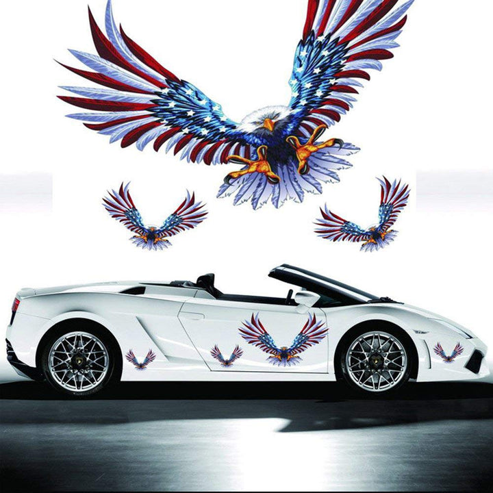 Bald Eagle Car Decals American Flag Car Decal Stickers Patriotic American Eagle Car Decal Graphics Vinyl Stickers Decals for Car Hood Window Body Side Decal and Graphics (3 Sizes 4 Pack)