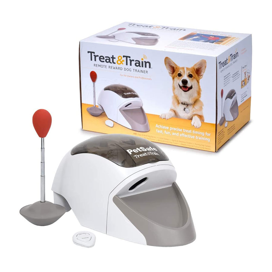 Treat and Train Remote Reward Dog Trainer, Treat Dispending Dog Training System, Positive Reinforcement, Includes Training DVD, Target Wand & Remote, white, 16 x 7 x 8 inches