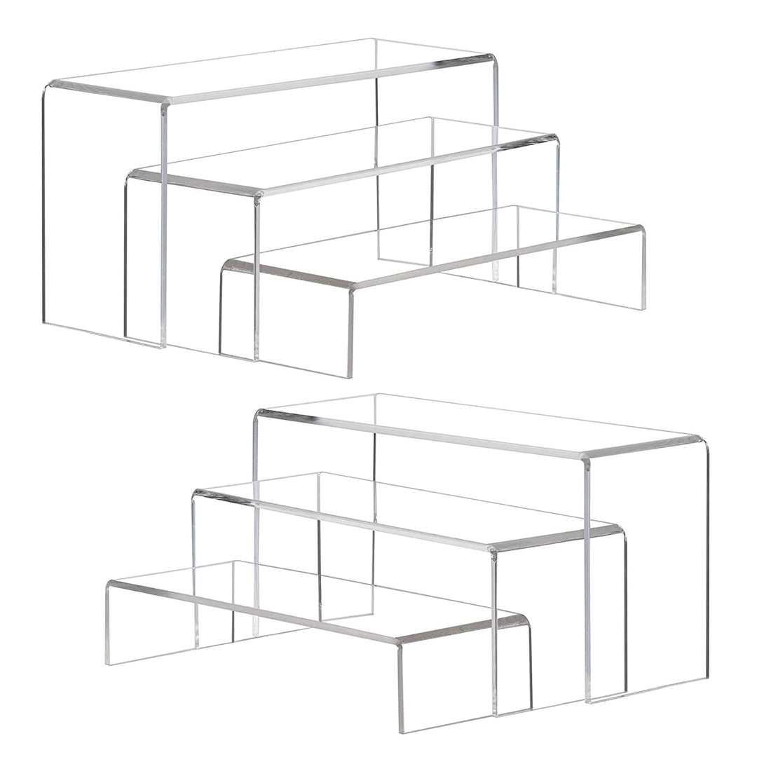 ANDGOO Large Acrylic Display Risers, 2 Sets Clear Recta