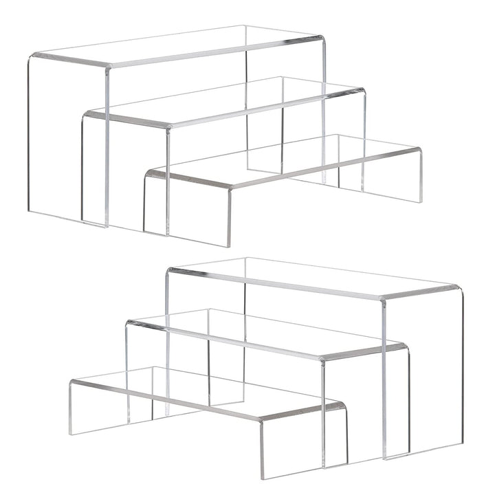 ANDGOO Large Acrylic Display Risers, 2 Sets Clear Recta
