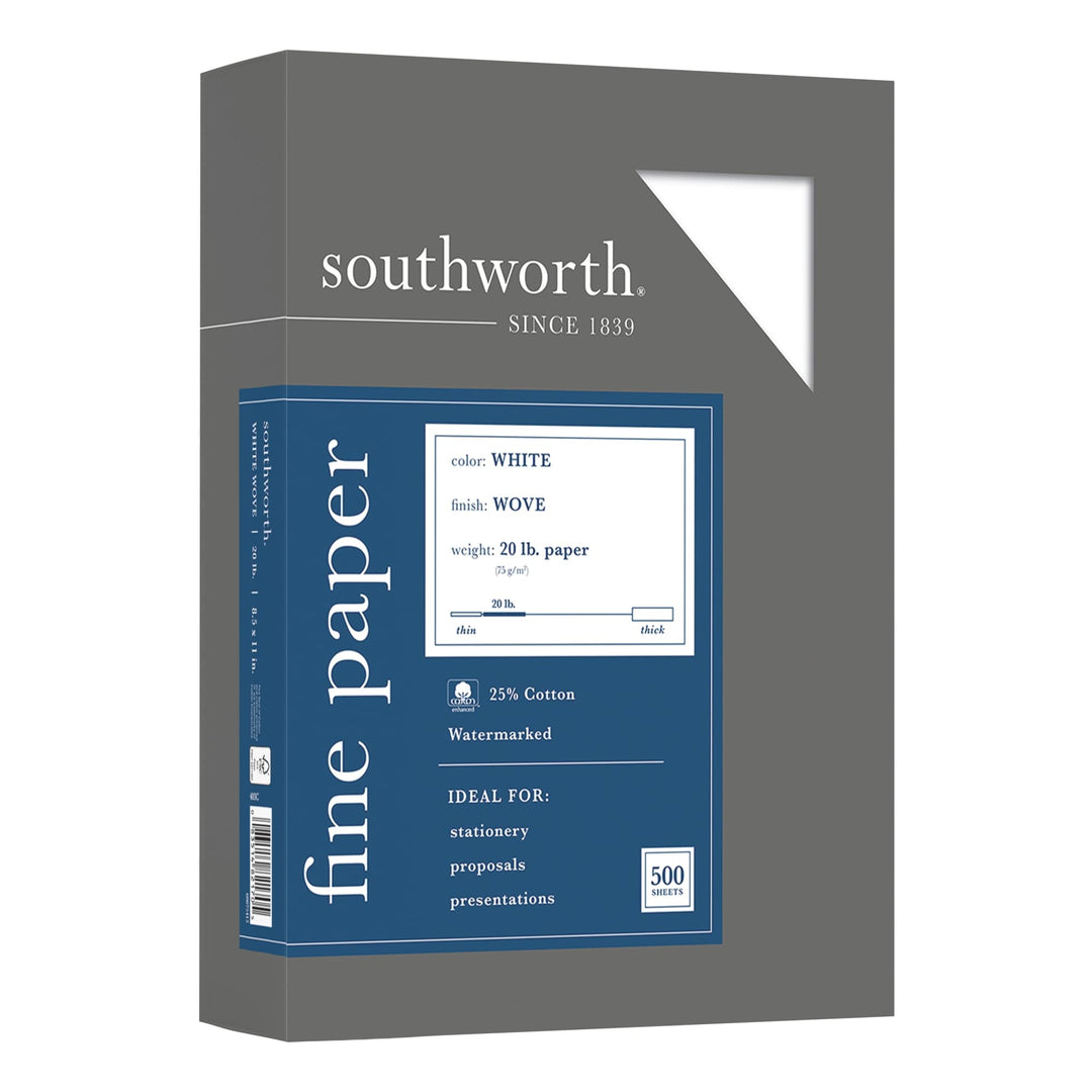 (R) 25% Cotton Business Paper, 8 1/2in. x 11in., 20 Lb, White, Box Of 500, 403C