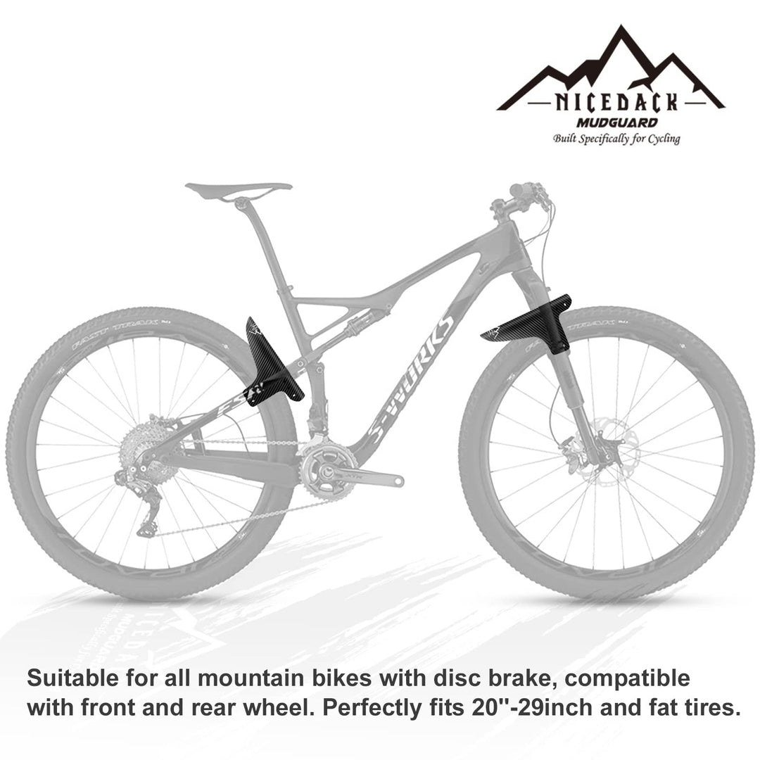 Bike Fender, Adjustable MTB Mud Guard, Front and Rear Compatible Mudguards fits 26, 27.5, 29 Fat Tire Bikes and All Disc Brake Bicycles