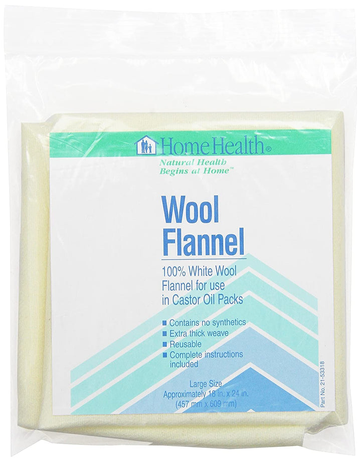 Home Health Wool Flannel - Large Size, 18 x 24 - 100% White Wool, Extra Thick Weave, Unbleached, No Synthetics, For Castor Oil Packs, Reusable - Cruelty-Free, Eco-Friendly