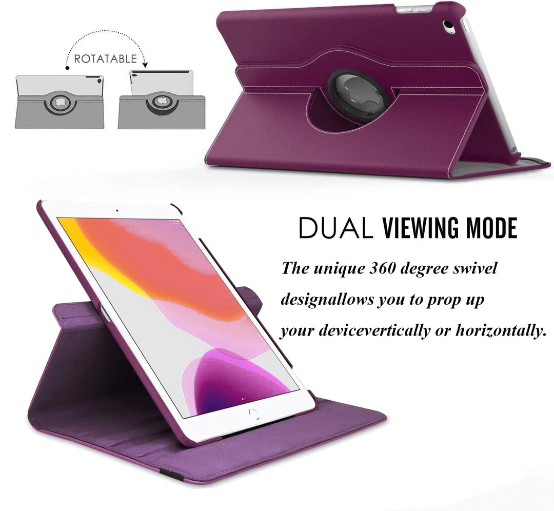 Rotating Case for iPad 9.7 Inch 2018 2017 / iPad Air 2 Case - 360 Degree Rotating Stand Protective Cover with Auto Sleep Wake for iPad 9.7 inch (6th Gen, 5th Gen) / iPad Air 2/ iPad Air (Purple)