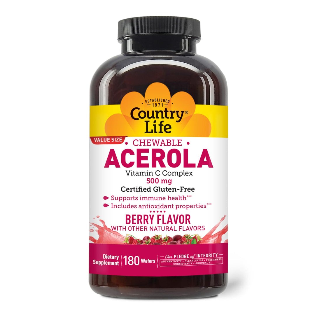 Country Life Acerola Vitamin C Complex, 500mg, Chewable