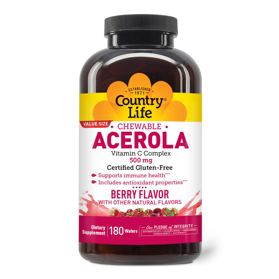 Country Life Acerola Vitamin C Complex, 500mg, Chewable