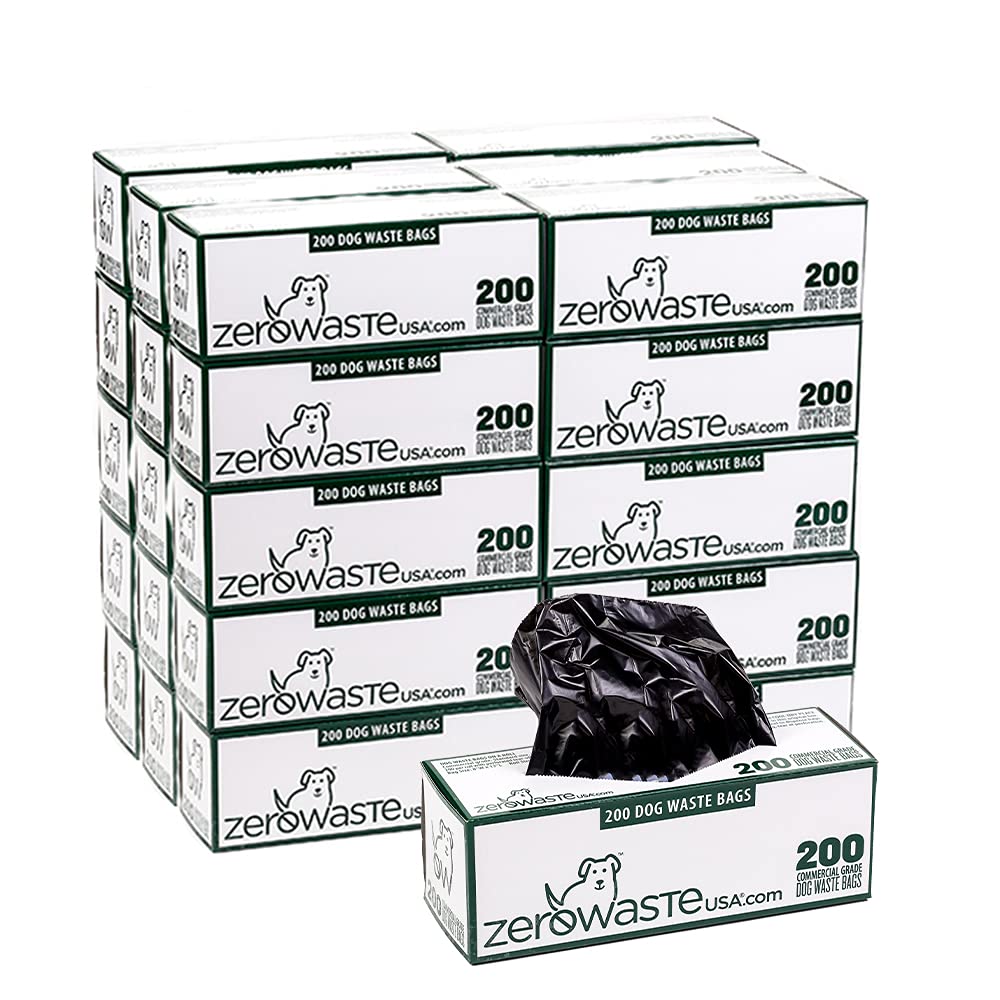Zero Waste USA 6,000 Premium Dog Waste Station Refill Roll Bags - Up to 40% thicker &amp; stronger than competitor bags - Guaranteed to fit any commercial roll bag dispenser (30 rolls of 200 bags)