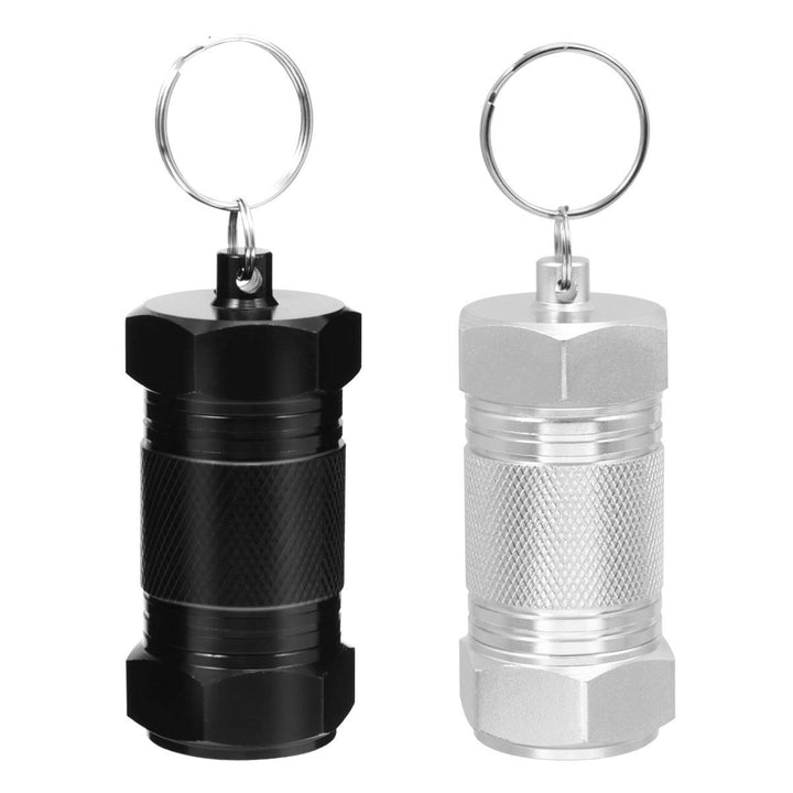 EXCEART 2pcs Mini Pill Fob Titanium Pill Holder with Keychain Waterproof Pill Case for Emergency Aspirin Nitroglycerin