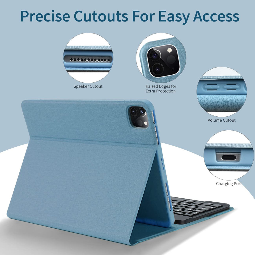 iPad Pro 11 Case with Keyboard, iPad Air 5th Generation Case with Keyboard, Keyboard Case for iPad Pro 11 inch 4th/3rd/ 2nd/1st Gen, iPad Air 5th/ 4th Gen 10.9, Detachable Keyboard with Pencil Holder