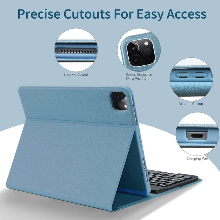 iPad Pro 11 Case with Keyboard, iPad Air 5th Generation Case with Keyboard, Keyboard Case for iPad Pro 11 inch 4th/3rd/ 2nd/1st Gen, iPad Air 5th/ 4th Gen 10.9, Detachable Keyboard with Pencil Holder