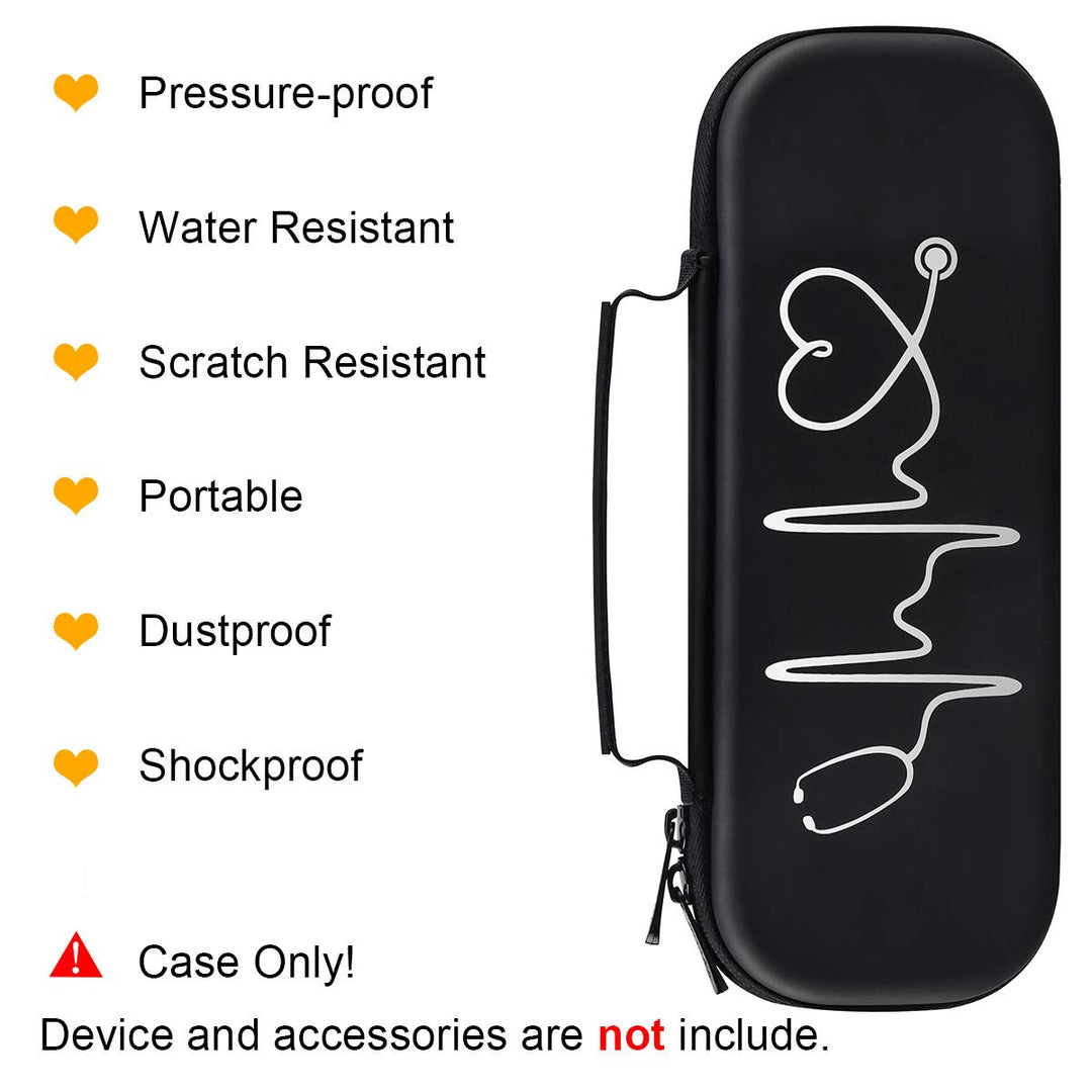 Stethoscope Case for 3M Littmann Classic III, Lightweight II S.E, MDF Acoustica Deluxe Stethoscopes - Extra Room for Medical Bandage Scissors EMT Trauma Shear and LED Penlights, Black