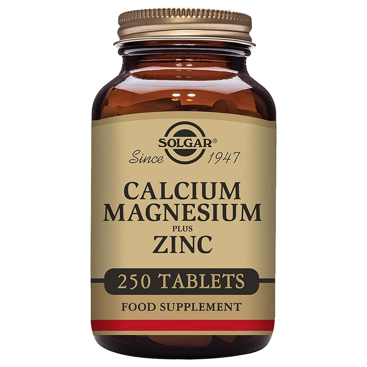 Solgar Calcium Magnesium Plus Zinc, 250 Tablets - Promotes Healthy Bones and Teeth - Supports Nerve &amp; Muscle Function - Non GMO, Vegan, Gluten Free, Dairy Free, Kosher, Halal - 83 Servings