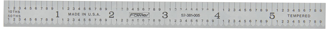 52-381-005-0, Inch/Metric Flexible Satin Chrome Steel Rule - 150mm