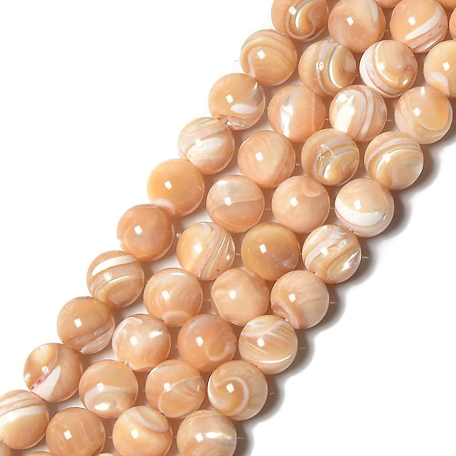 HAAMIIQII 45pcs 8mm Natural Brown Mother of Pearl Shell