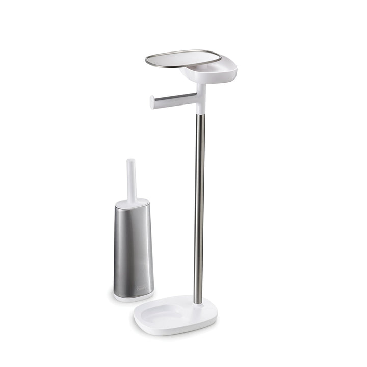 70519 EasyStore Butler Toilet Paper Holder Stand and Flex Toilet Brush with Shelf and Drawer, Stainless Steel