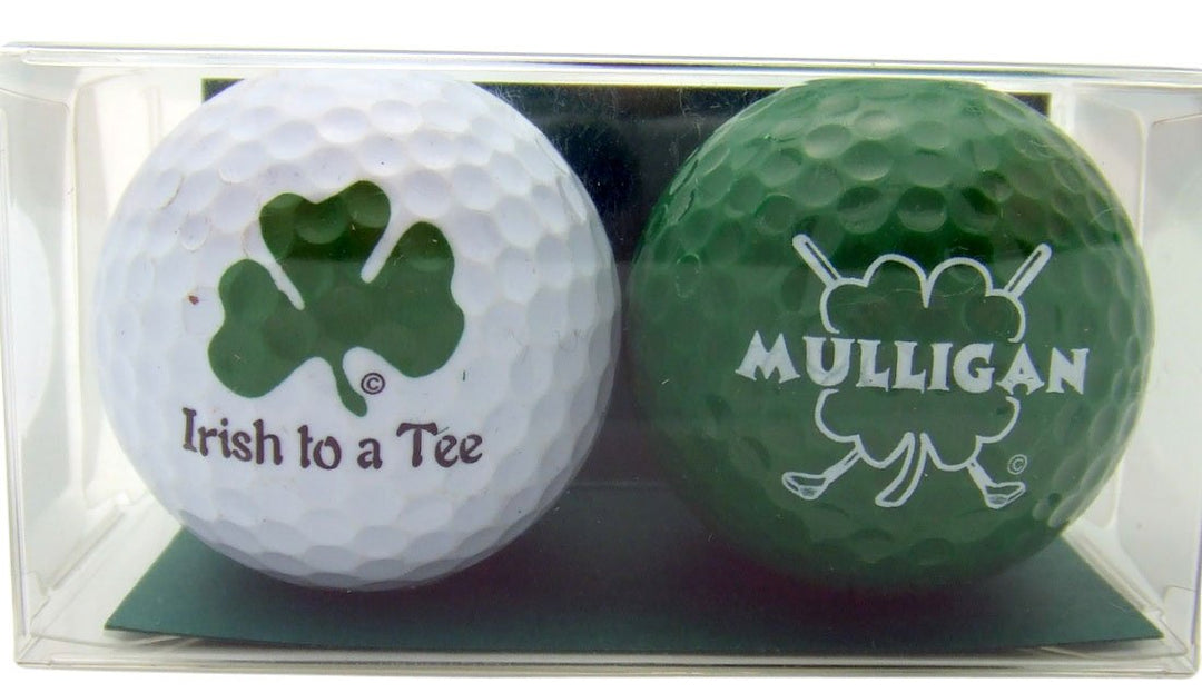 Golf Ball Gift Pack Set of 2 Different Balls for Irish Golfer Mulligan &amp; Irish to a Tee