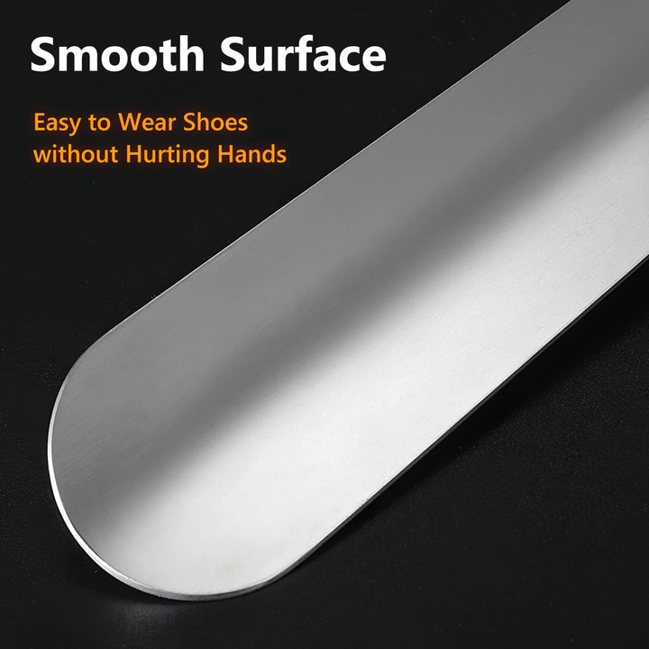 Long Metal Shoe Horn - 16.5 inch Heavy Duty Stainless Steel Shoehorn, Shoe Horn Long Handle for Seniors Men Women, Silver Black