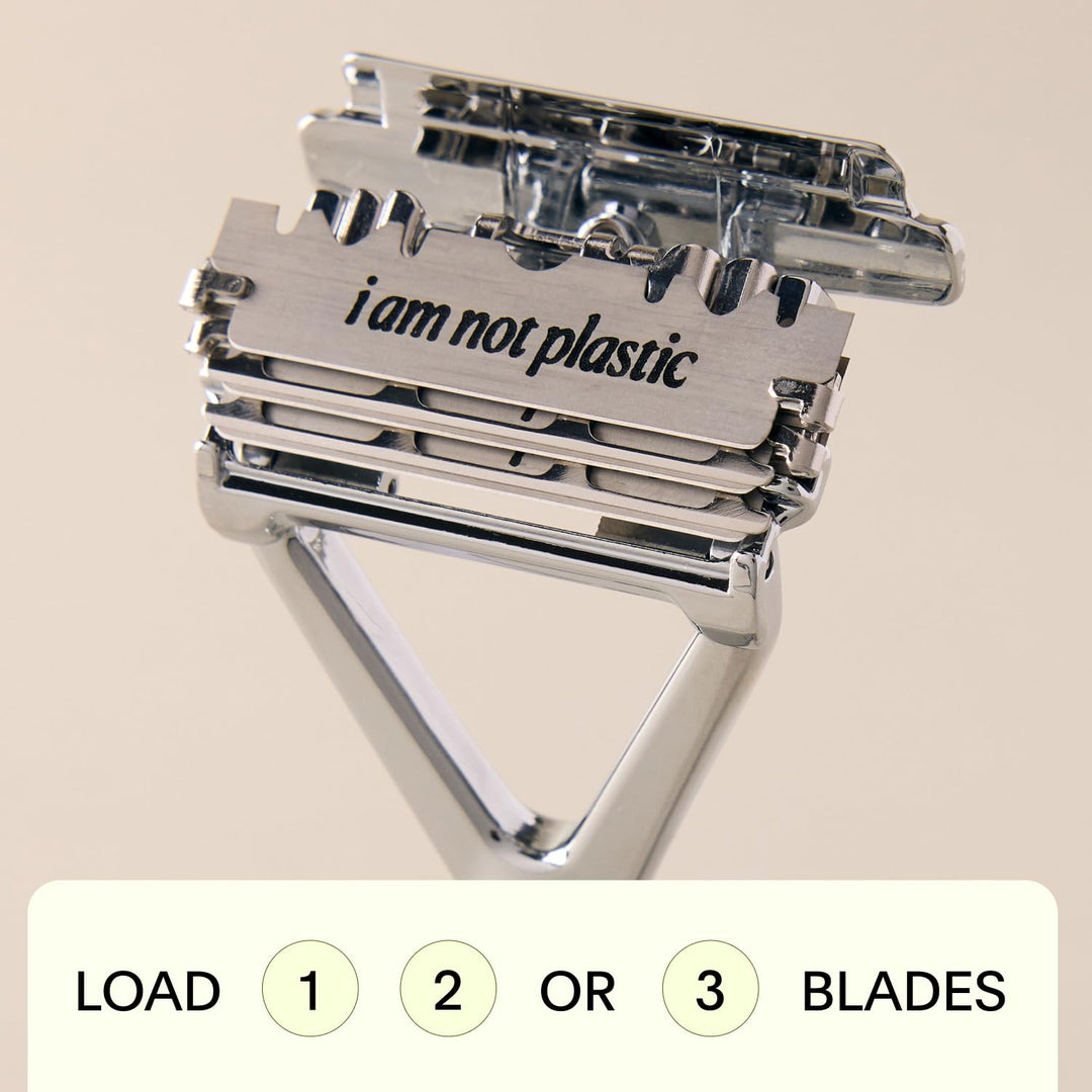 | Leaf Razor, Mercury - All-Metal, Eco-Friendly Razor for Women &amp; Men; Includes 10 Stainless Steel Single-Edge Razor Blades; Recommended for Head Shaving and Leg Shaving