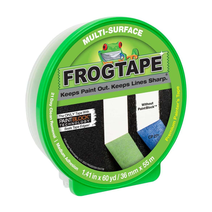 FROGTAPE Multi-Surface Painter&#39;s Tape with PAINTBLOCK, Medium Adhesion, 1.41 Wide x 60 Yards Long, Green (1358465)