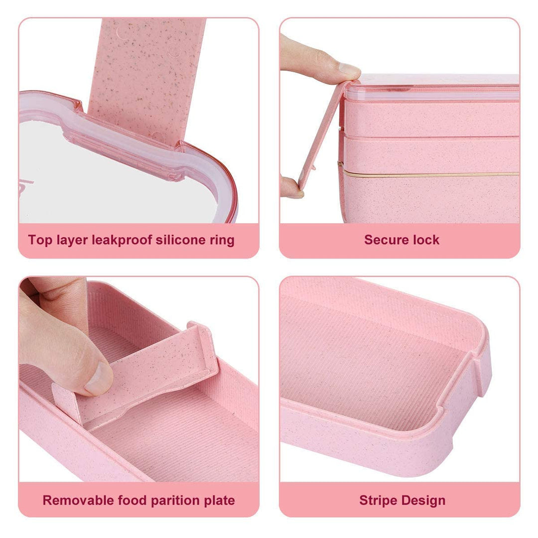 Bento Box for Adults, 3-In-1 Meal Prep Container, 900ML